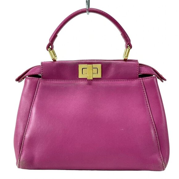 FENDI Peekaboo Iconic Small Pink Leather - Handbag - Picture 3 of 16